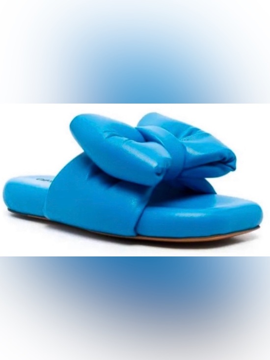 Off-White Shoes - NIB [Off-White] Oversized Bow Blue Leather Slip-On Sandals Women’s EU 36 / US 6